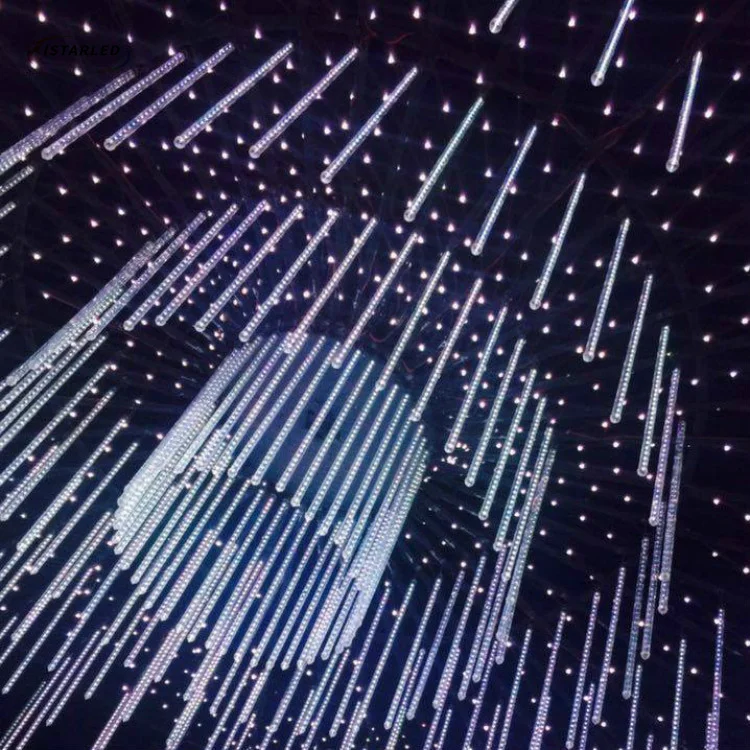 3D DMX 64 led 16 pixels RGB led stage falling star light ArtNet controller DC12v vertical hanging meteor tube light for bar club