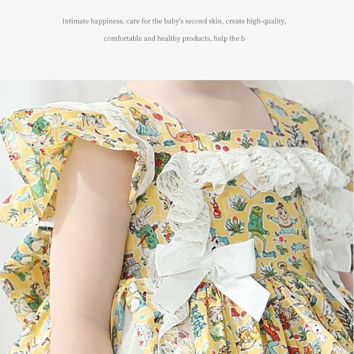 Spanish Style 2pcs Floral Vintage Party Baby Kids Girls Fashion Dresses Luxury Summer Dress 2022