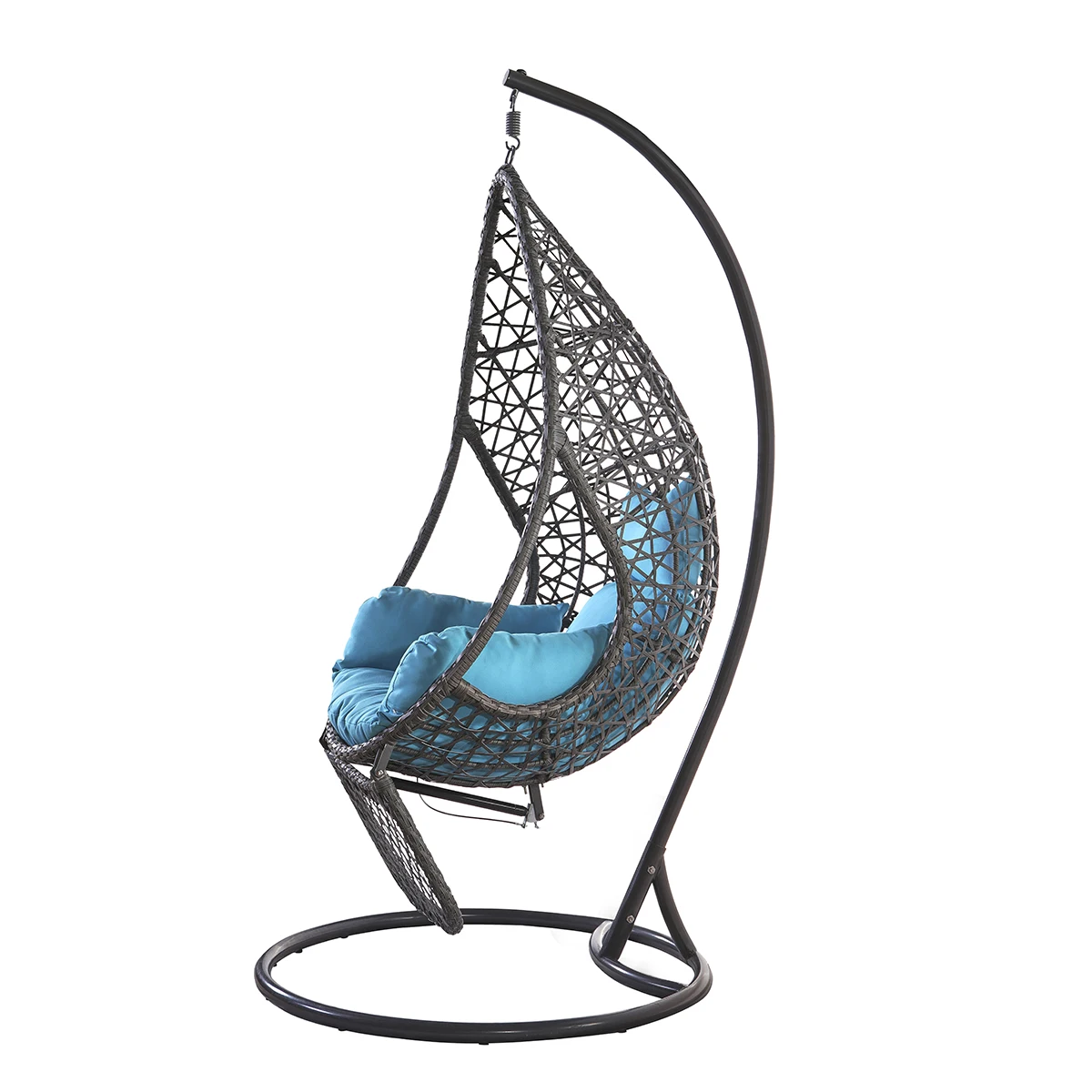 JIAHE living room bedroom balcony wicker metal swing chairs with foldable foot rest for indoor outdoor