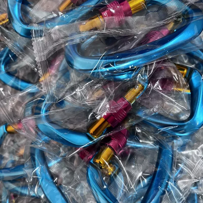 Factory Custom 25kn climbing hook keychain custom Aluminum D Shape Hammock Carabiner For Camping clip