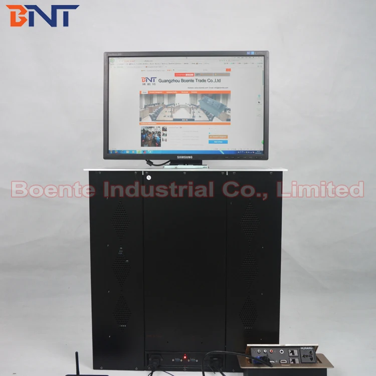 OEM/ODM large 19 inch lift screen monitor flip up Anti-pinch LCD Lift Motorized hidden lift monitor for conference