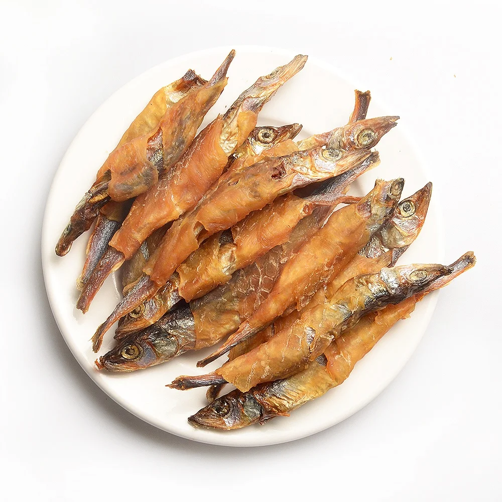 Factory healthy fish cat treats chicken wrap fish cat treats natural Chicken Pet food dog snacks dry cat food