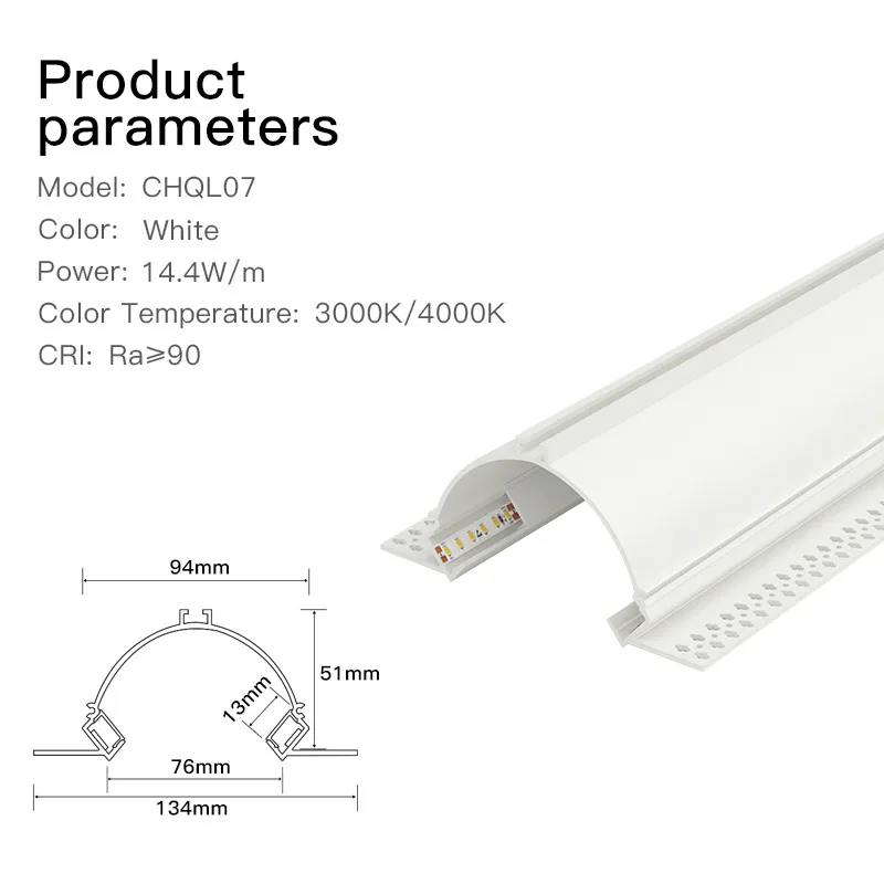 XrzLux 14.4W/m Recessed Aluminum Profile Led Strip Linear Light Dimmable Led Aluminum Wall Light Home Decor Indoor Lighting