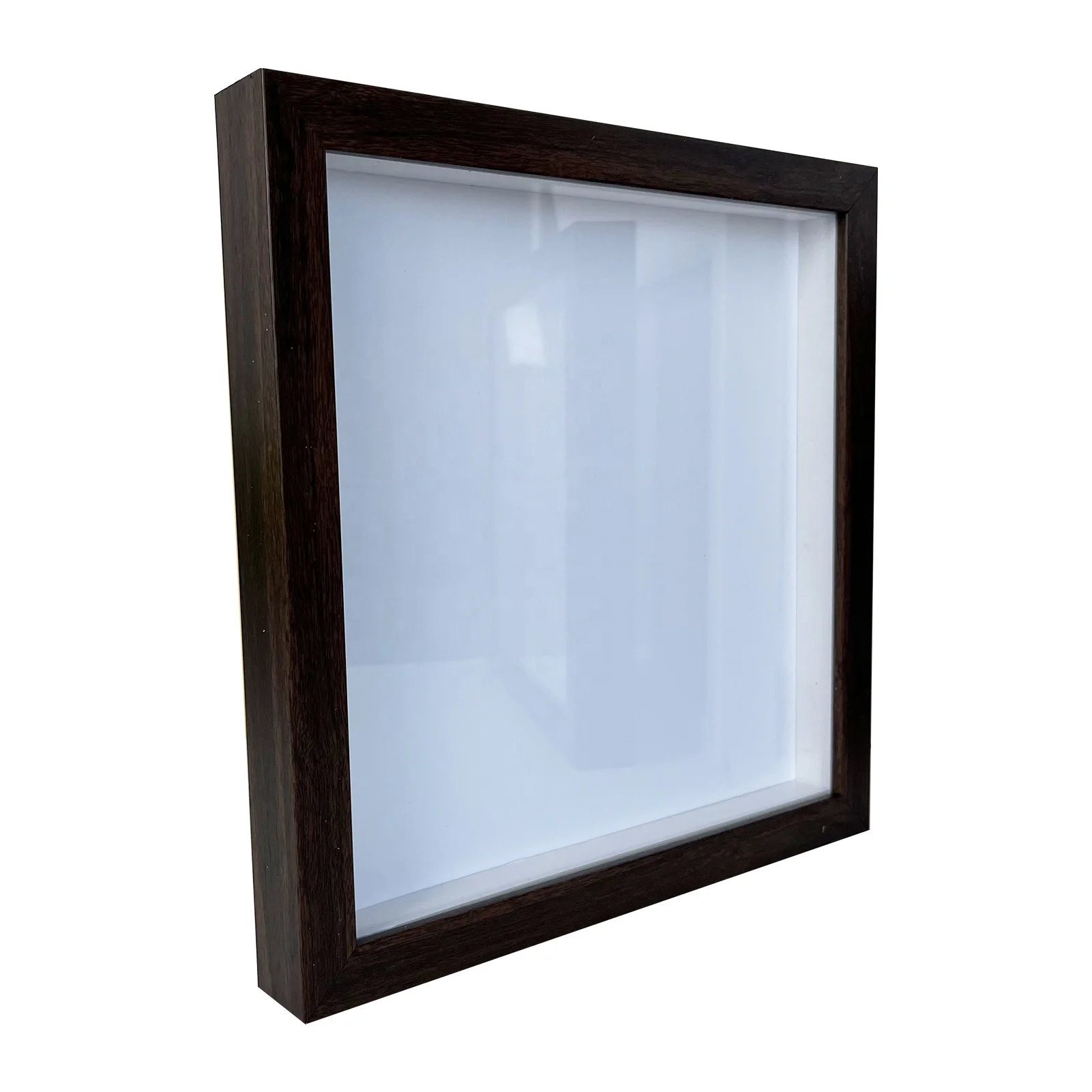wholesale simple square plastic 8x8 inch tabletop teak wood 3D deep shadow box frame