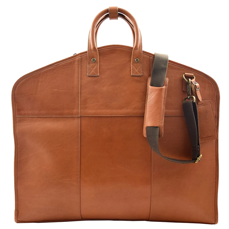 Large Capacity Travel Real Leather Suit Carrier mens suit garment bag