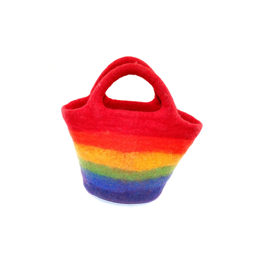 Wholesale Cheap  christmas felt gift bag Rainbow Market Bag - Handmade Felted from Nepal