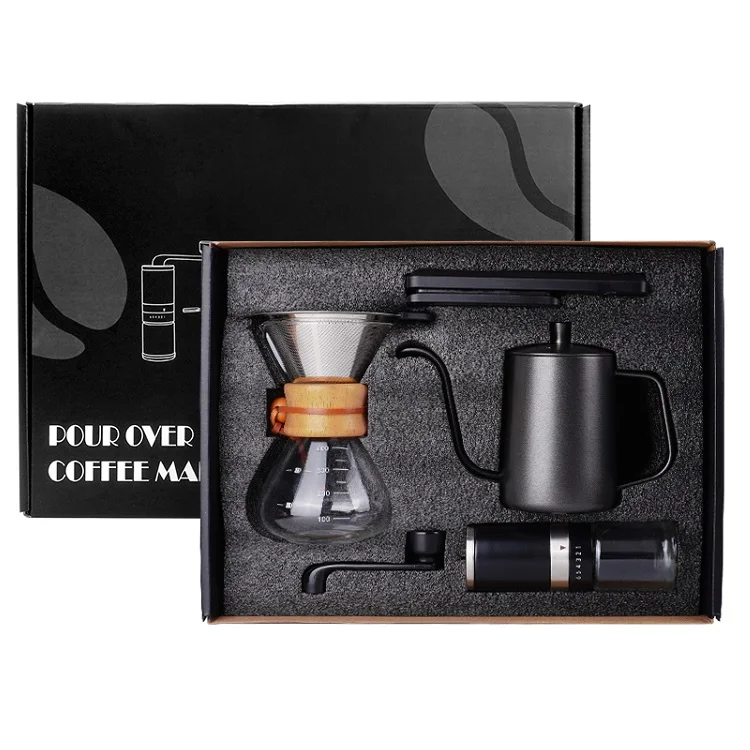 Portable Coffee Maker Outdoor Modern Manual Drip Travel Bag Grinder Pot Kettle Pour Over V60 Coffee Maker Set