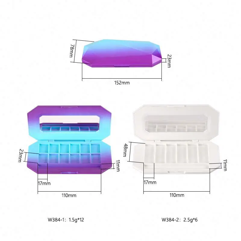 6 holes 12 holes fantastic faded color empty big eyeshadow case empty eye shadow palette  packaging eyeshadow plastic case