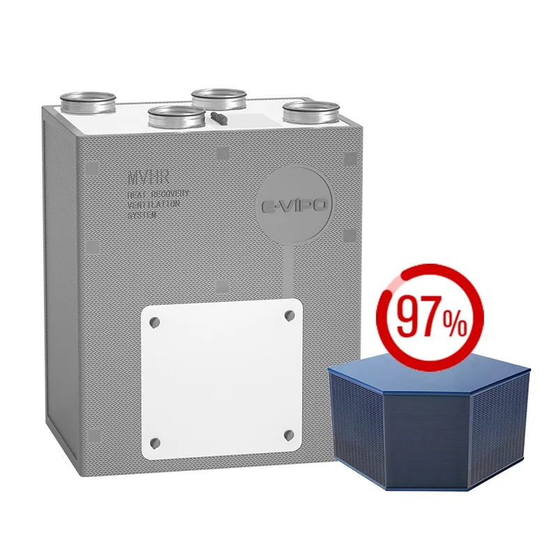 E-VIPO Energy Saving ERV Ventilation Wall HVAC System Recuperator Air Bypass HRV Heat Recovery Ventilation System