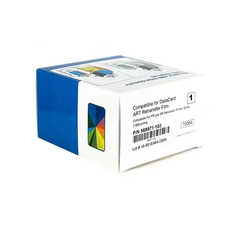 compatible Datacard 568971 001 YMCK Color Ribbon and 568971 103 Retransfer Film work on SR200 SR300 RP90 RP90