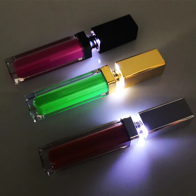 Fashion Led Luminous Lip Glaze With Mirror Glowing Fluorescent Lipgloss Ktv Night Bar Liquid Neon Lipstick