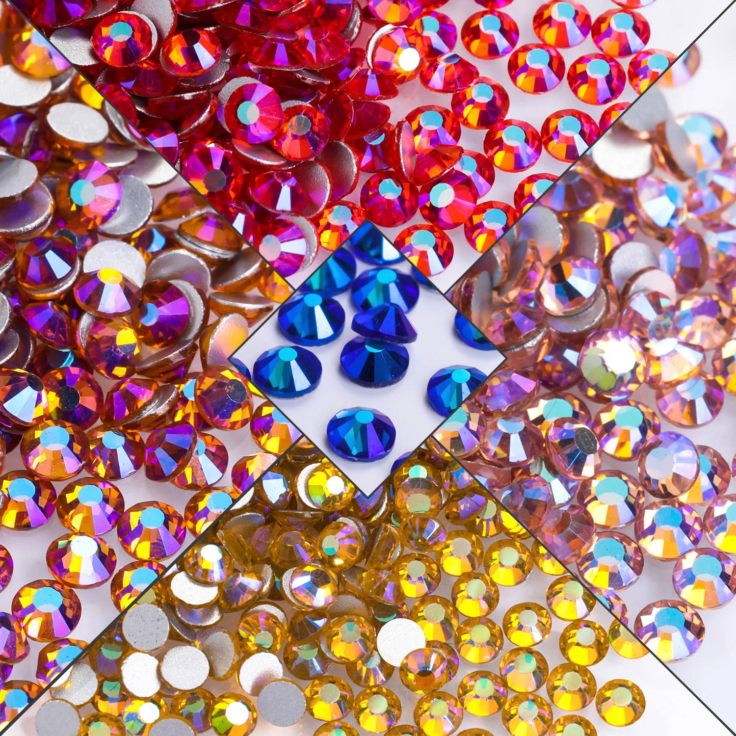 Xichuan AB series 13 colors SS16 SS20 flat back glitter round loose stones press on nail drill art supplies crystal rhinestones
