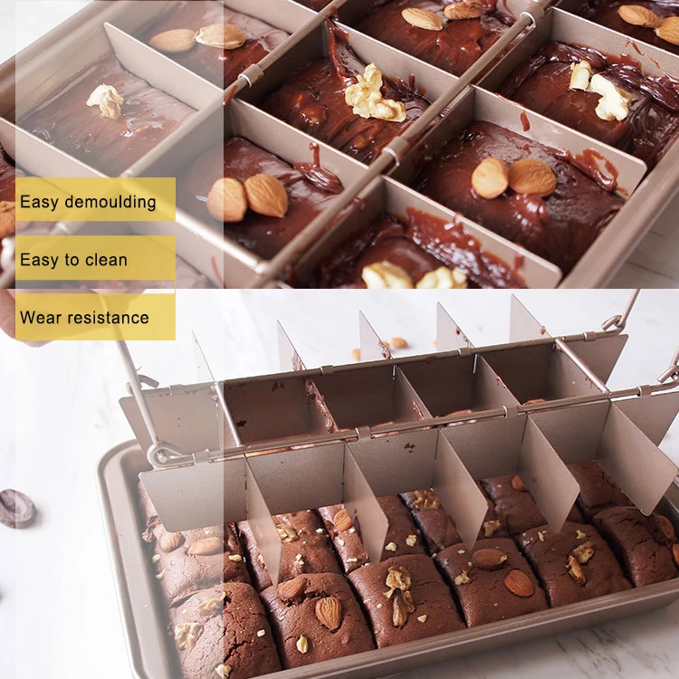 Non-Stick 18 Pre-slice Brownie Baking Pan with Dividers Brownie Cutter Brownie Tray