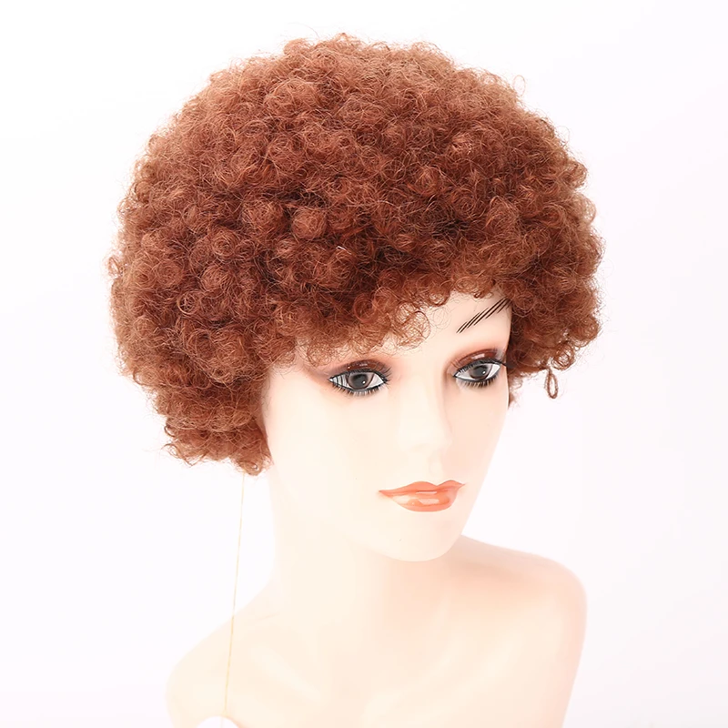 Wholesale cheap Fashion Design Non Lace Human Hair Wigs Pure Human Hair short Wig Brazilian Afro Kinky Curly Wig For  Women