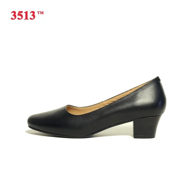 
genuine black leather women police formal office high heels shoes ladies 