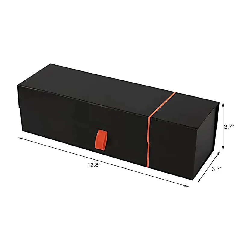Custom logo black luxury red wine magnetic paper folding box foldable packing wine bottle packaging gift wine box