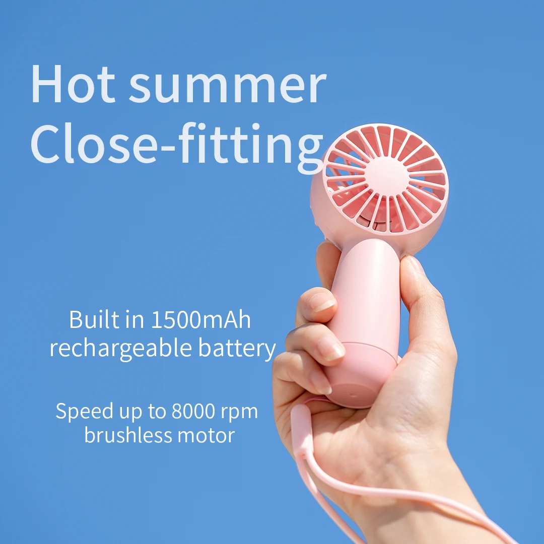 2023 New 1500mAh battery rechargeable USB portable handle the rope personal  pocket mini handheld fan