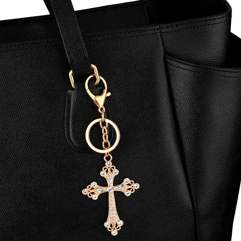 Hot sale Cross key chain  rhinestone key chain creative personality low price high quality wholesale