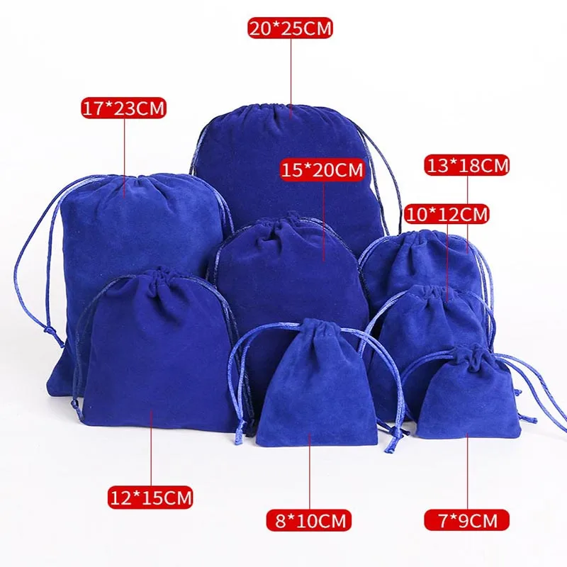 Cheap price small jewelry gift velvet pouch luxury blue custom velvet drawstring bag with logo