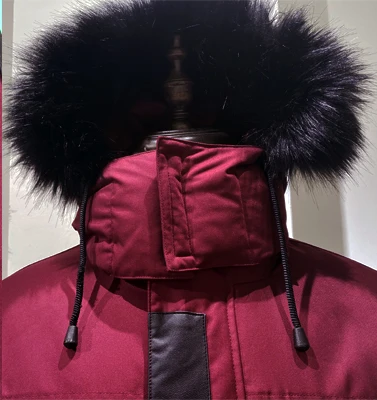 High quality wholesale custom branded   burgundy goose duck  down coats jacket hood parka  men