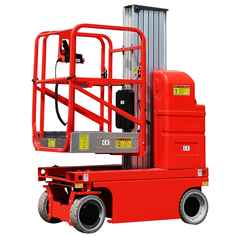 8m Self Propelled Hydraulic Lifter Chain Single Mast Battery Elevating Equipment Zero Tail Dual Control Panel Aerial Work Hoist