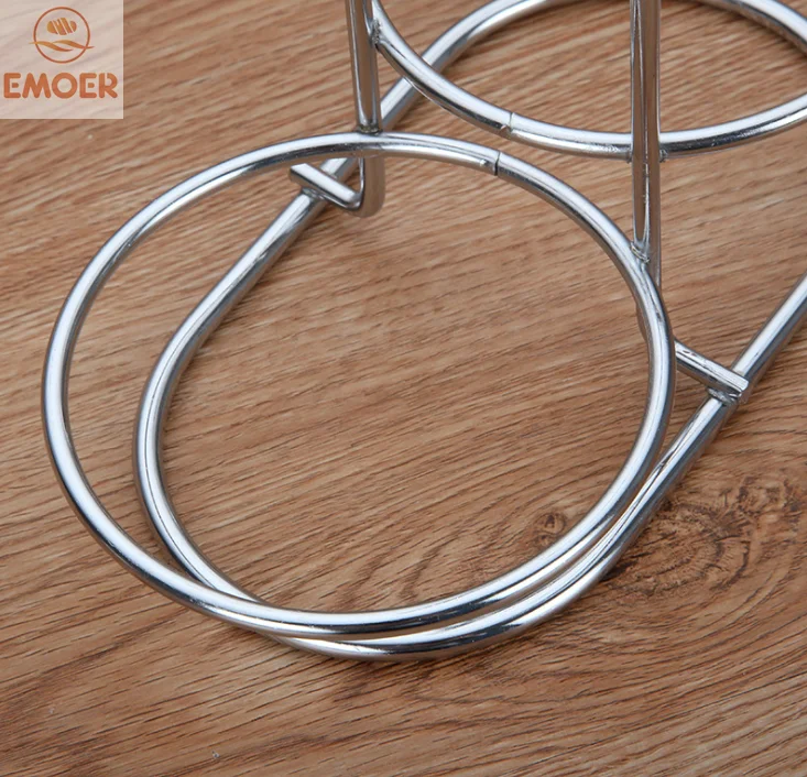 Opposite Side Double Round Silver stainless steel Bowls Spoon Rest Holder