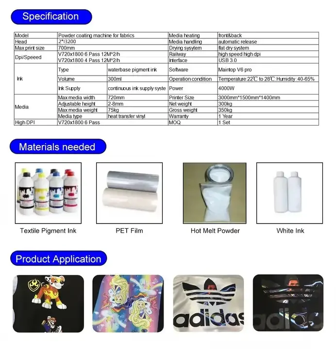 Dual XP600 A1 DTF Printer Direct Transfer Film I3200 60cm DTF Printer With 24 inch dtf Shaking Powder Machine for T-shirt