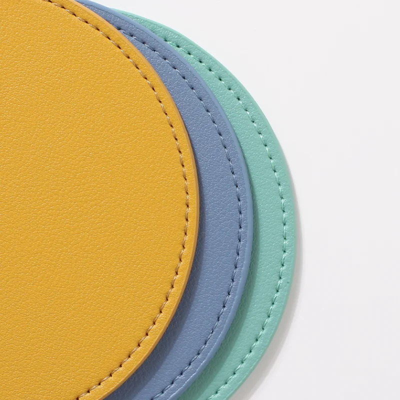 2022 High Quality PU Leather Coaster Drinks Coaster Leather Coffee Tea Cup Mats Coffee Drink Coaster
