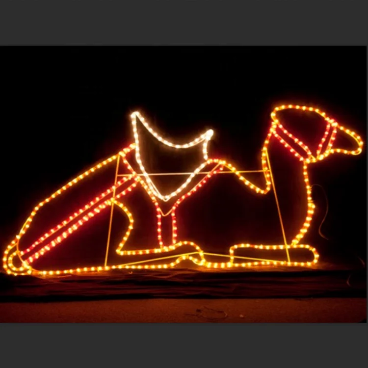 Outdoor 2D 3D nativity scene standing camel rope light motif
