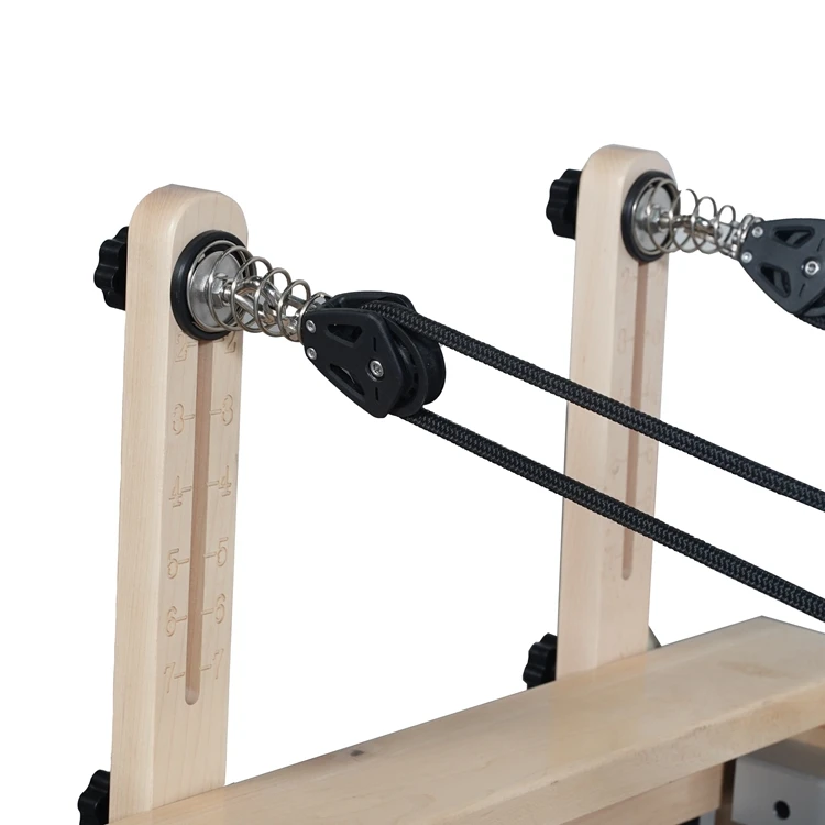 Foldable pilates reformer wood white bed - nour advanced premium pilates durable white reformer with box and jump board