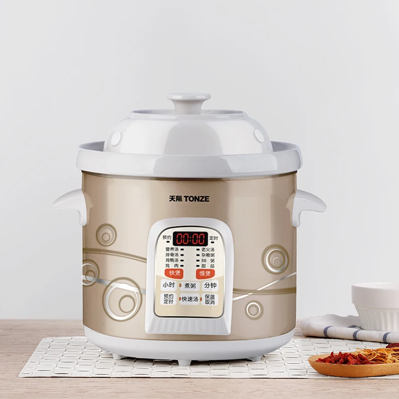 TONZE Small Kitchen Appliances Chinese Porcelain Liner Chicken Soup Customized Sausepan Slow Cooker