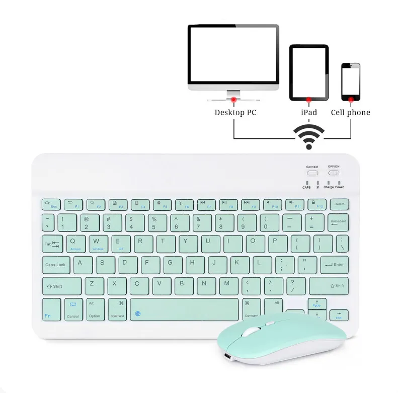 Оптовая продажа, Офисная поставка, цветная беспроводная клавиатура и мышь 10 дюймов, комплект беспроводной клавиатуры и мыши для планшетов, Ipad, Android, IOS, Windows