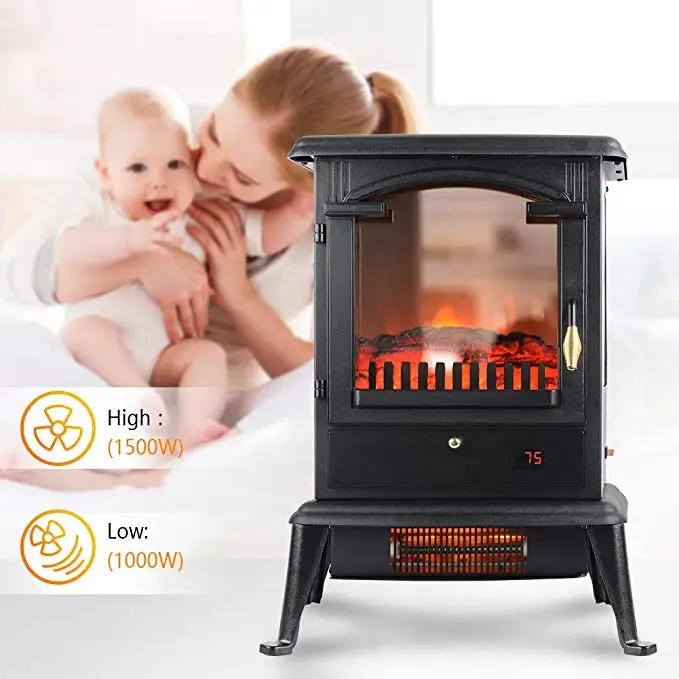 Custom Freestanding Stove 3 Sided 1500w Portable Glass Room Heater Electric Fireplace Stove