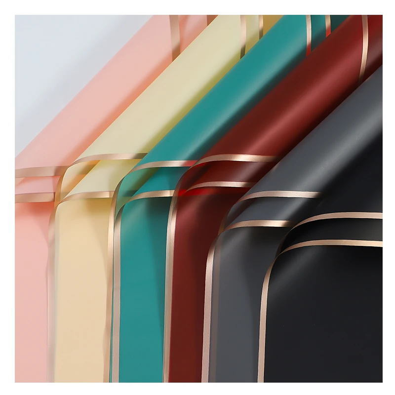 Wholesale Golden Frame Matte Flower Bouquet Wrapping Packaging Paper