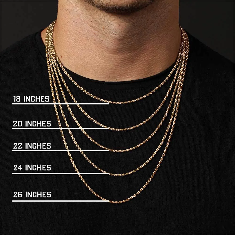 2/3/4/5/6mm Rope Chain Necklace Stainless Steel Never Fade Waterproof Choker Men Women Jewelry Gold Color Plated Chains Gift