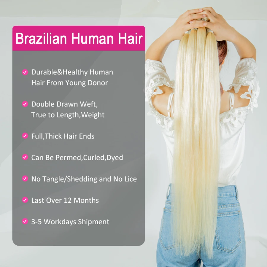 Straight 613 Blonde Hair Bundles Brazilian Weave Human Hair Bundles Remy Extensions Bundles Honey Blonde 28 30 32 34 Inch