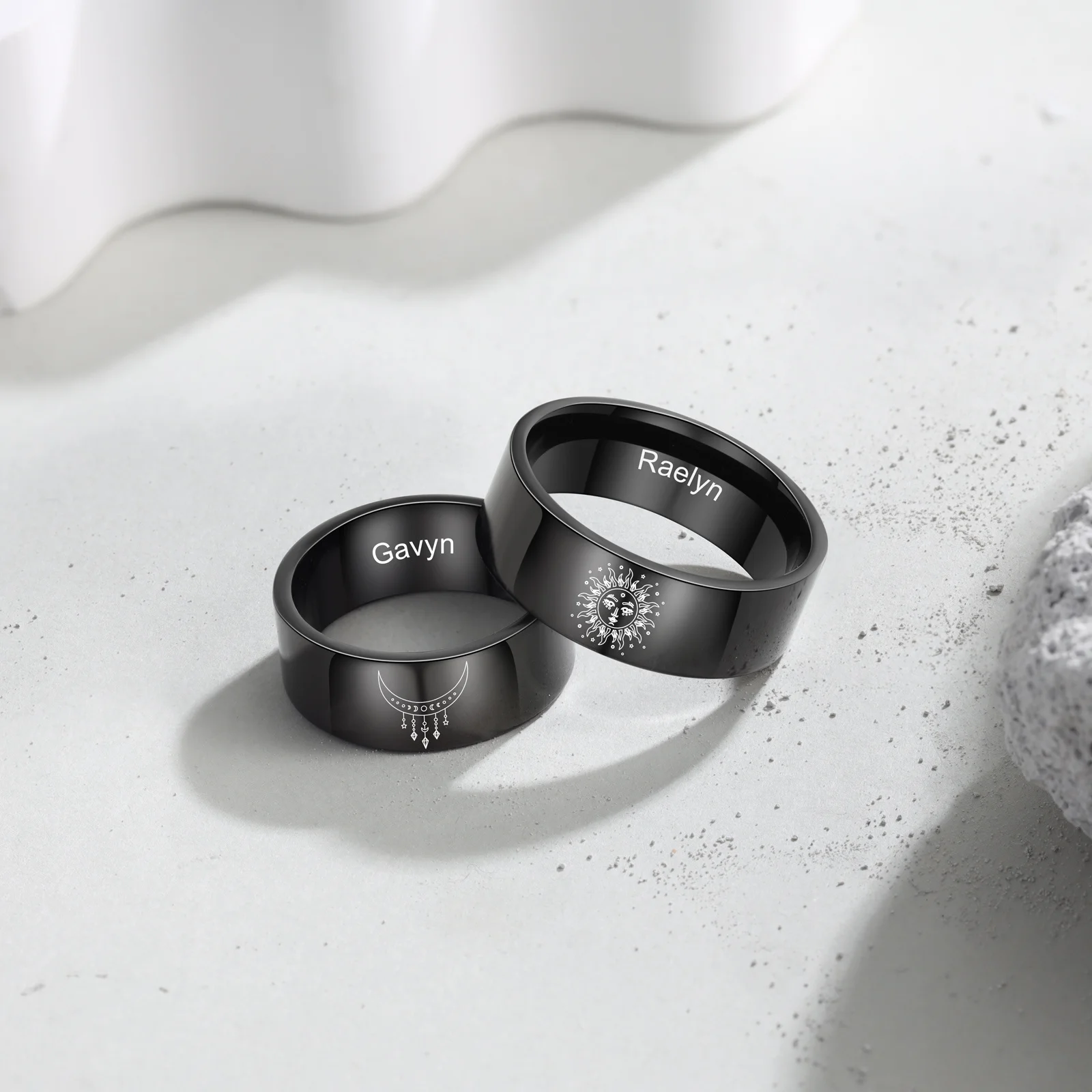 Wholesale Supplier Custom Sun and Moon Finger Ring Stainless Steel Wedding Couple Rings