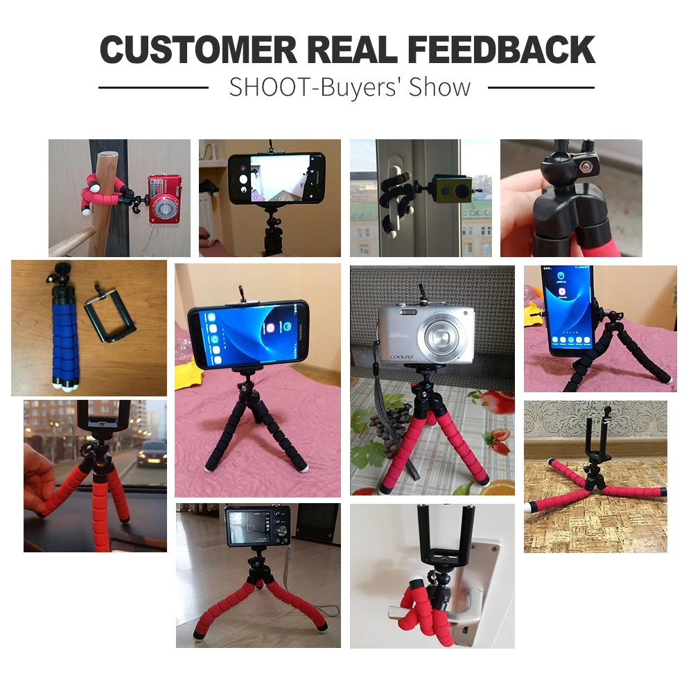  Mini Flexible Sponge Octopus Tripod Camera Phone Holder Selfie stick with