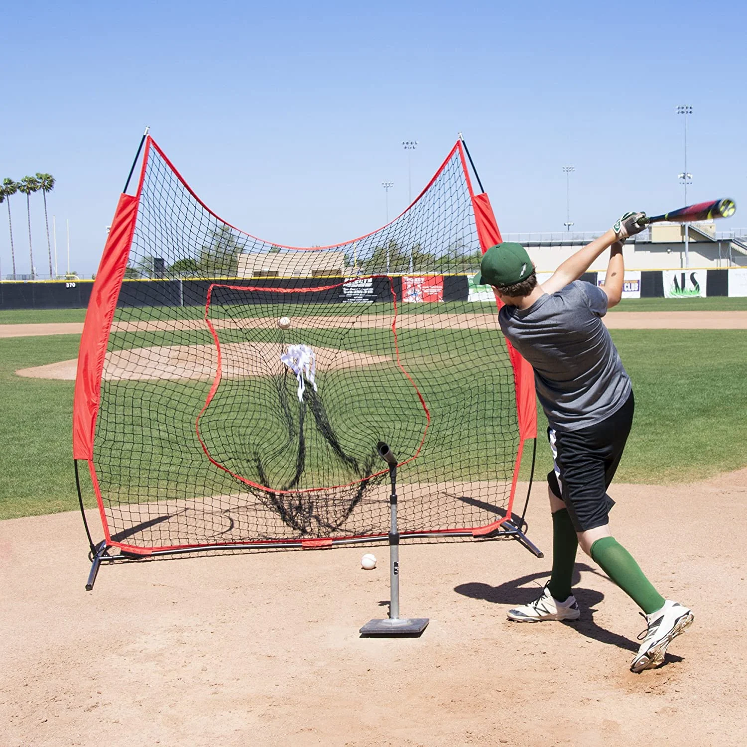7ft Portable Softball Training Net Hitting Pitching Net Baseball Practice Net with Strike Zone