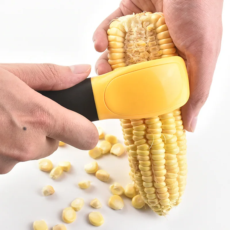 Kitchen Corn Cob Remover Serrated Vertical Blade Remover Corn Stripper Knife Corn Peeler Stripper for on the Maize Cob Cutter