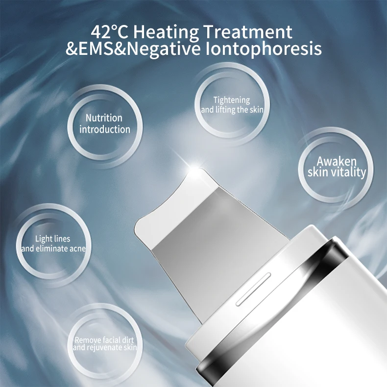 led 650nm Ultrasonic vibration EMS Heating Spatula skincare tools Pore Cleaner Blackhead  Facial Deep Cleansing  device at home