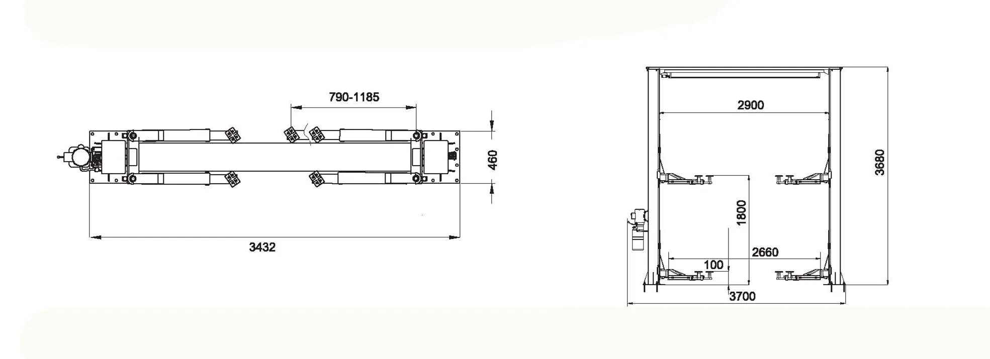 Clear floor design make car jack lift 4 ton