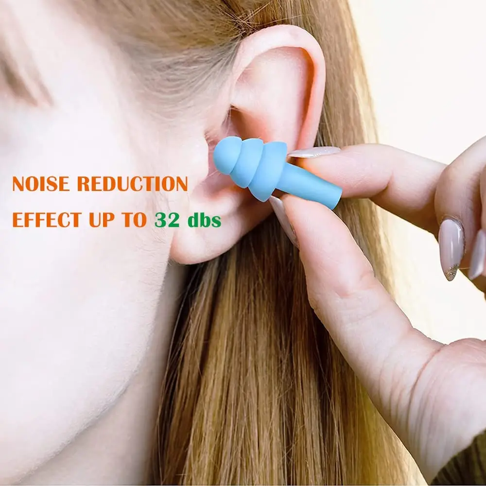 4 Pairs Custom Brand Ear Plugs for Sleep Soft Silicone Reusable, Earplugs for Sleeping Noise Cancelling