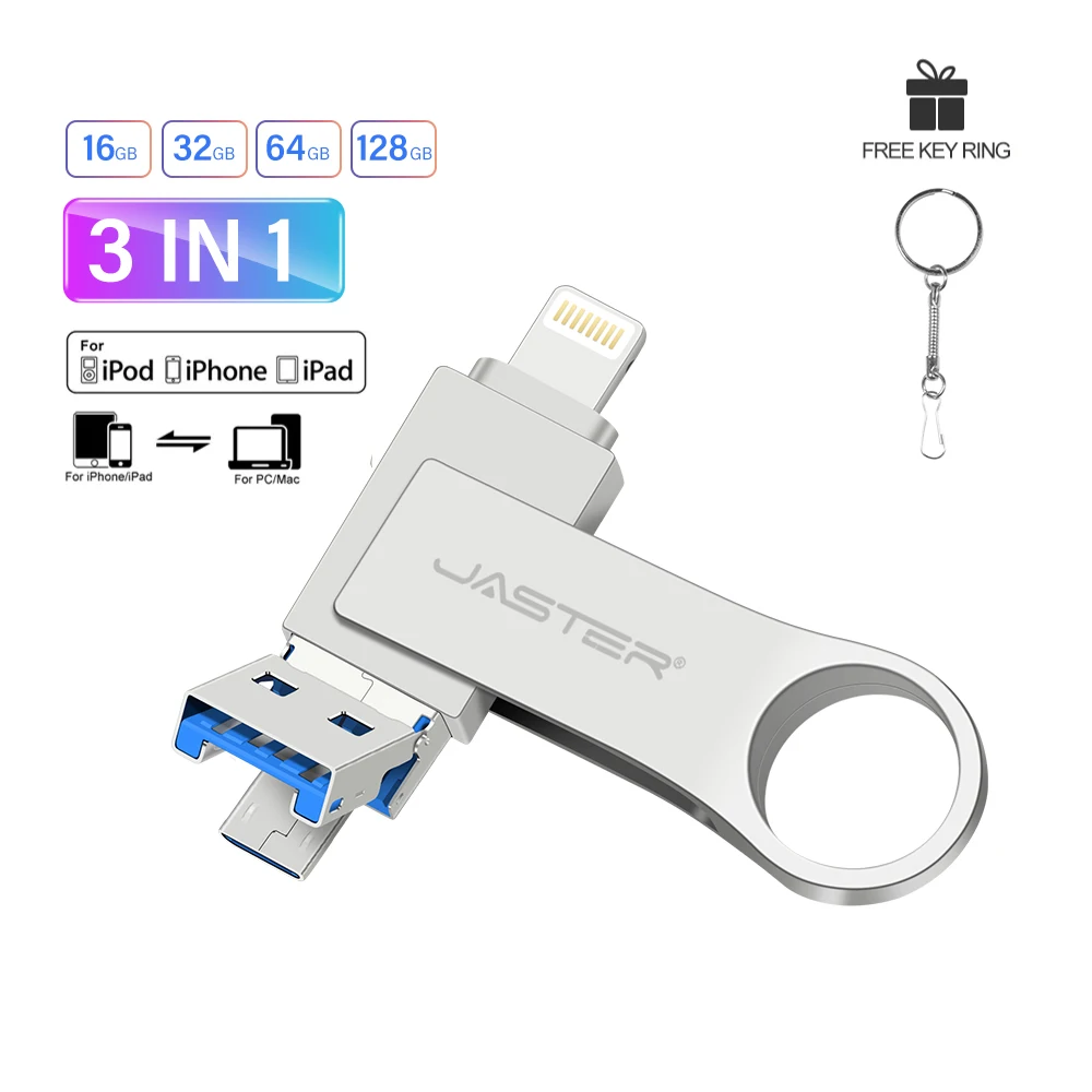 Factory Price 3 In 1 OTG Swivel usb Memory Stick External Storage for Phone Usb 3.0 Flash Drive disk 8GB 16GB Pen Drive