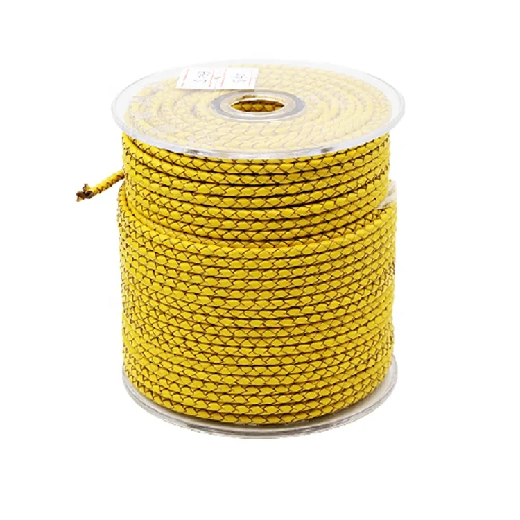 
Custom Micro-Fiber Flat Leather Lace Beading Yellow Leather String 