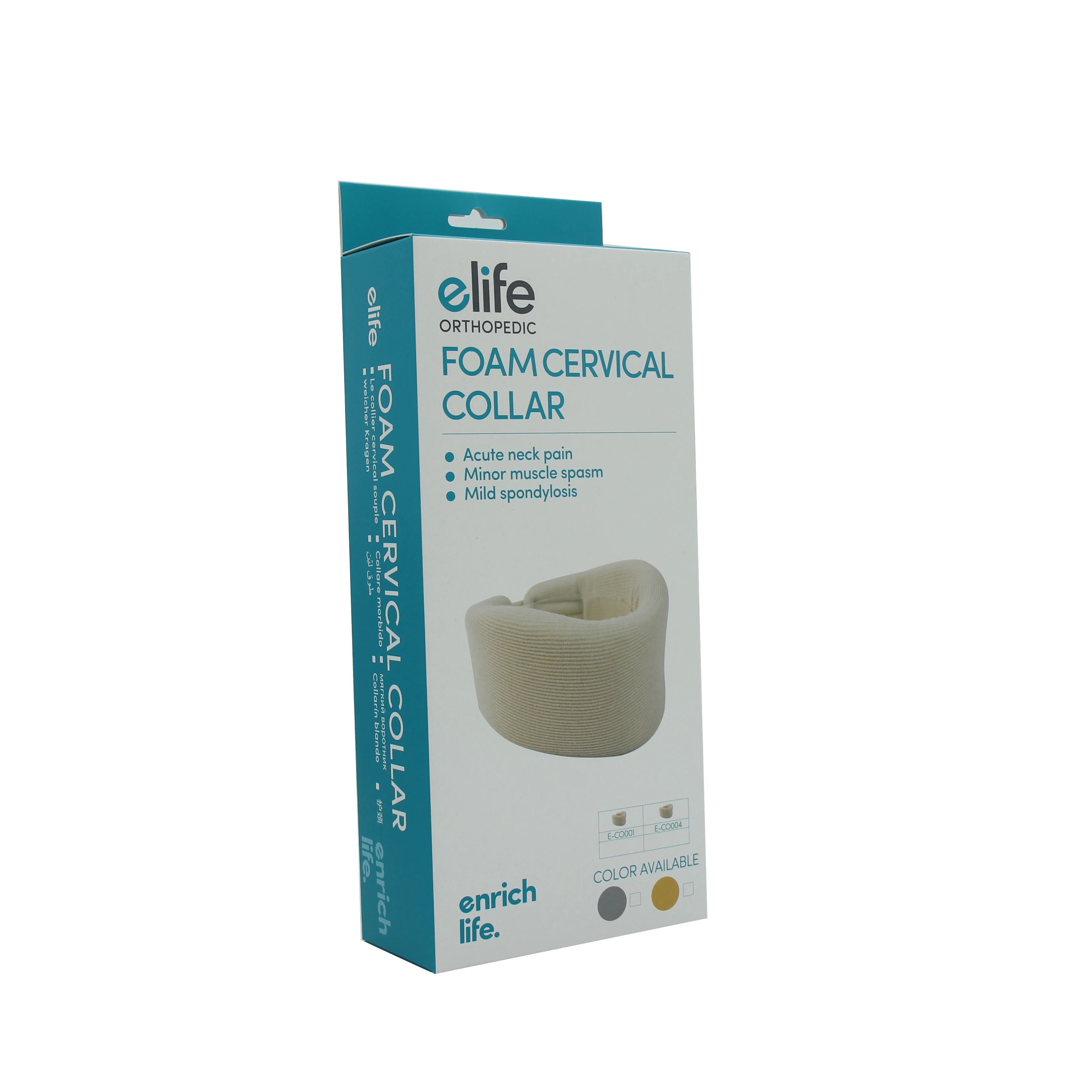 E-Life E-CO001 soft neck brace support foam cervical collar for neck pain relief cervical brace