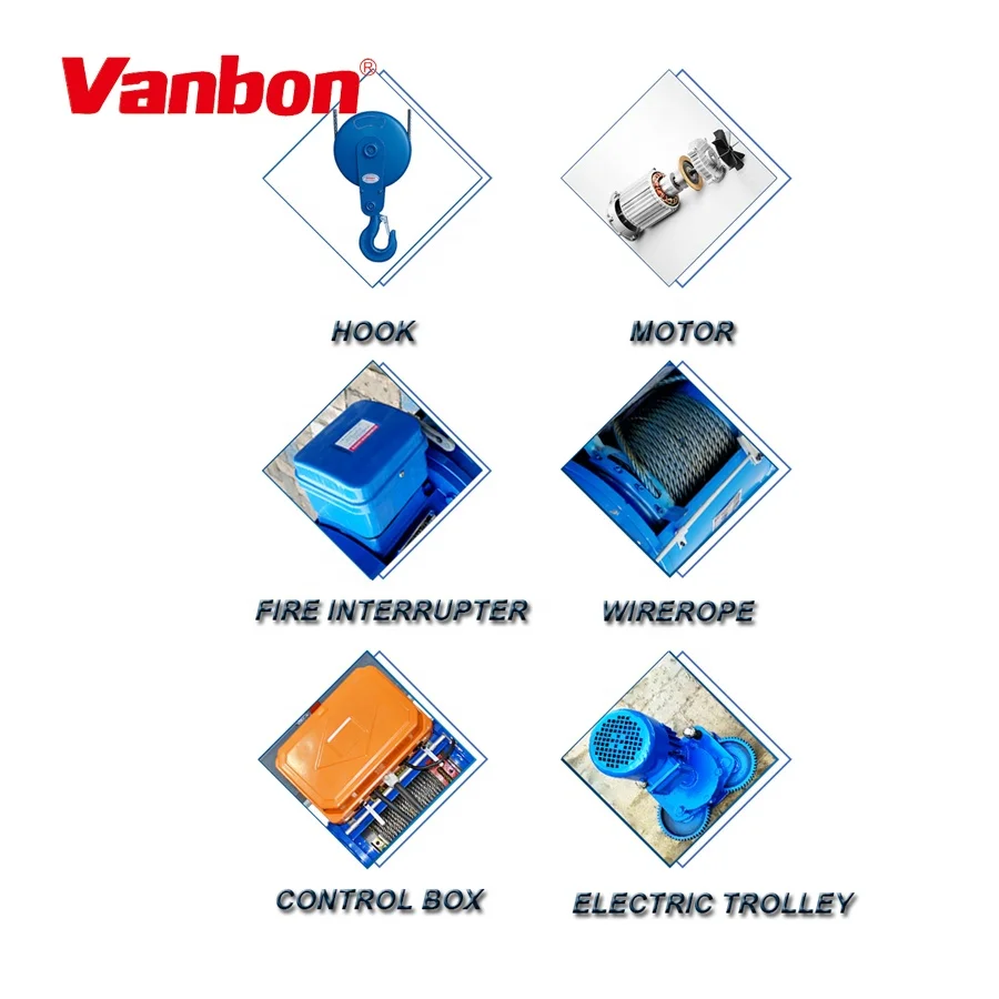 Vanbon good price CD/MD type construction electric wire rope winch hoist 1ton 2ton 3ton 5ton 10ton as crane spare parts