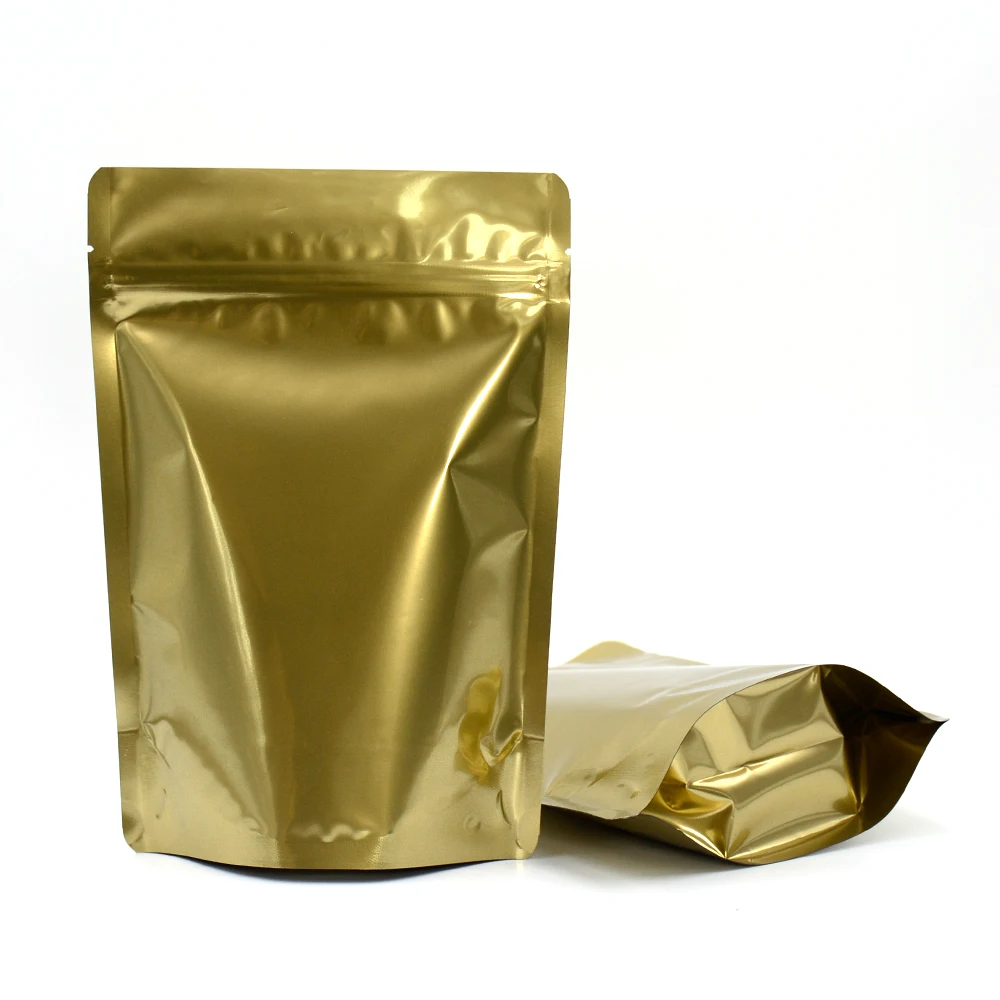 Wholesale Doypack Aluminium Custom Candy Cookies Mylar Bags Compostable Stand Up Pouch Gold for Food Package