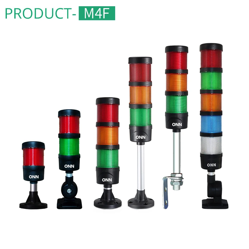 ONN-M4 LED Signal Tower Light 4-Layer Equipment Indicator Lights 12V/24V/220V IP67 Rated CE Certification Available Yellow Blue