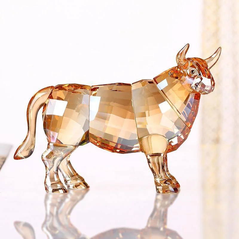 Luxury glass bull Figurine Bull Art Decor cattle Cow/OXFigure Statues crystal bull Sculptures